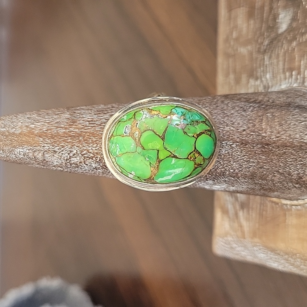 Green Turquoise with Copper Ring